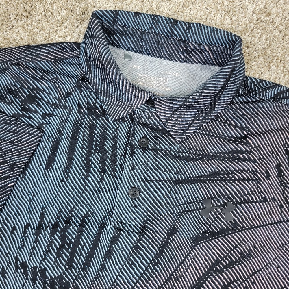 Under Armour The Playoff Polo Mens Large Black AOP Floral Performance Polo